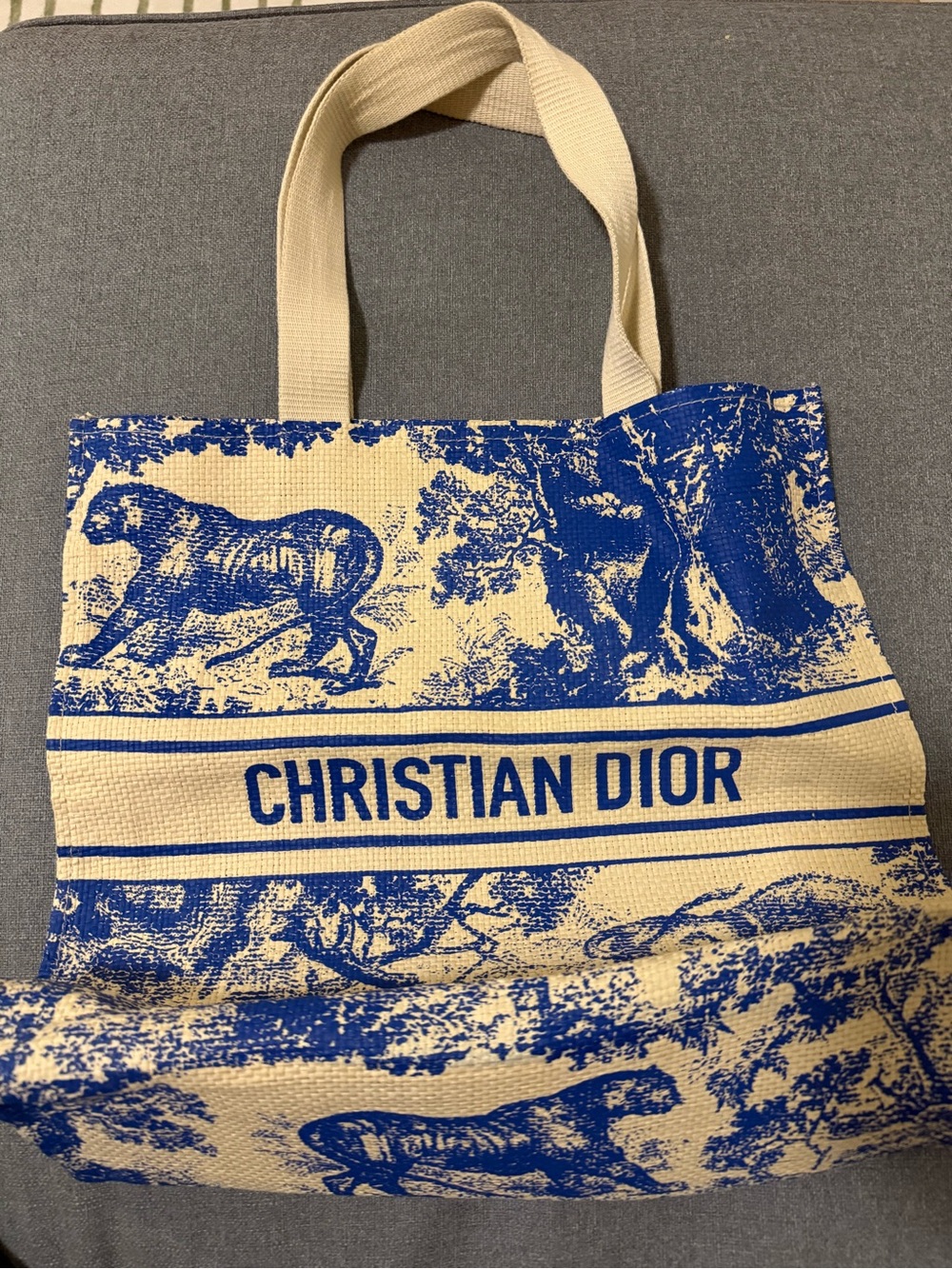Dior Beauty GWP Cream and Blue Toile Canvas Tote